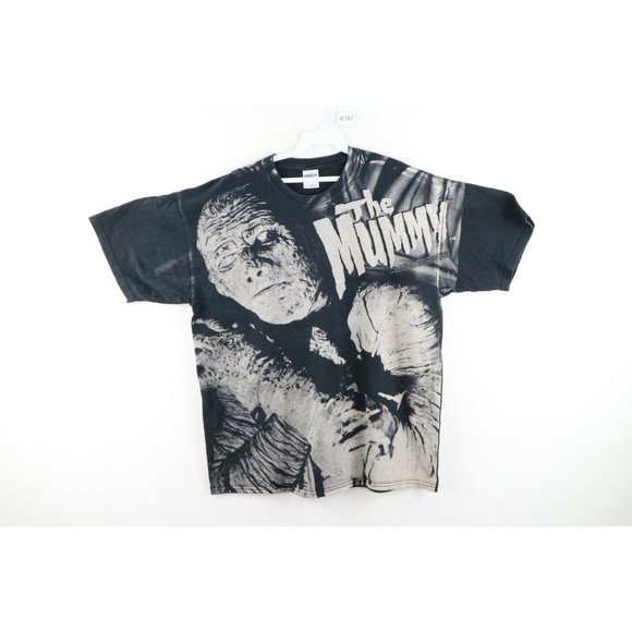 Vintage Universal Studios Mens XL The Mummy Movie All Over Print T-Shirt Black